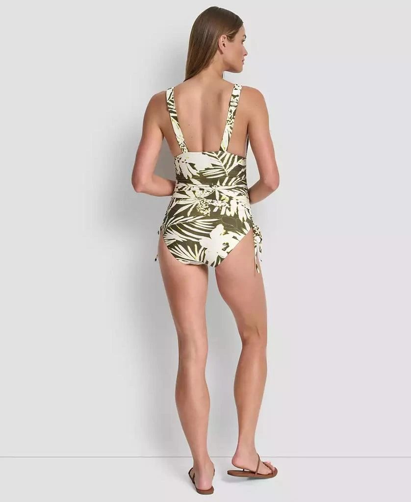 DKNY Women's Side Tie Plunge Removable Cups One-Piece Swimsuit 6