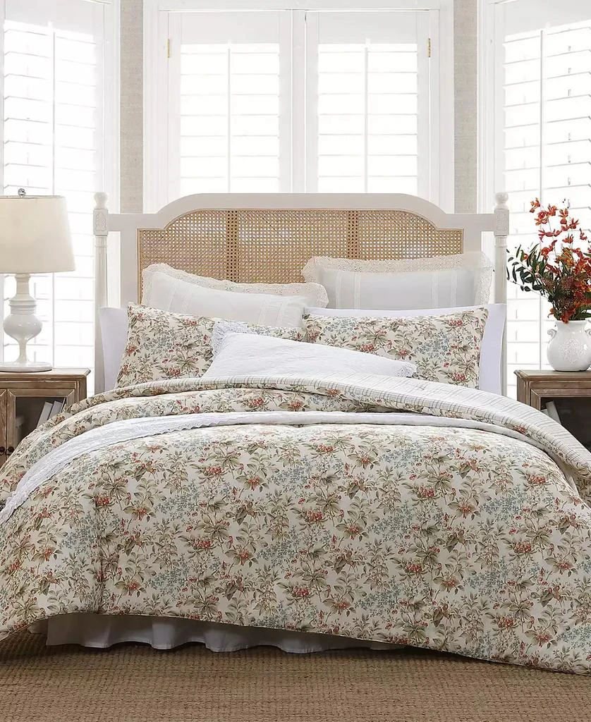 Laura Ashley Bramble Floral Cotton Reversible 3-Piece Comforter Set 1