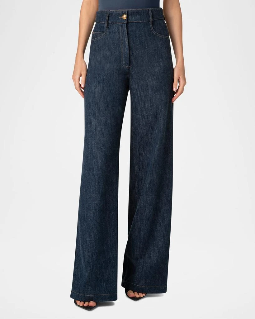 Akris Cooper Cotton-Wool Denim Wide-Leg Pants 2