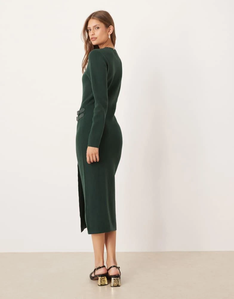 green studded dress Berrylush Curve Women Plus Size Green Floral Print V-Neck Long Sleeve Maxi  Dress