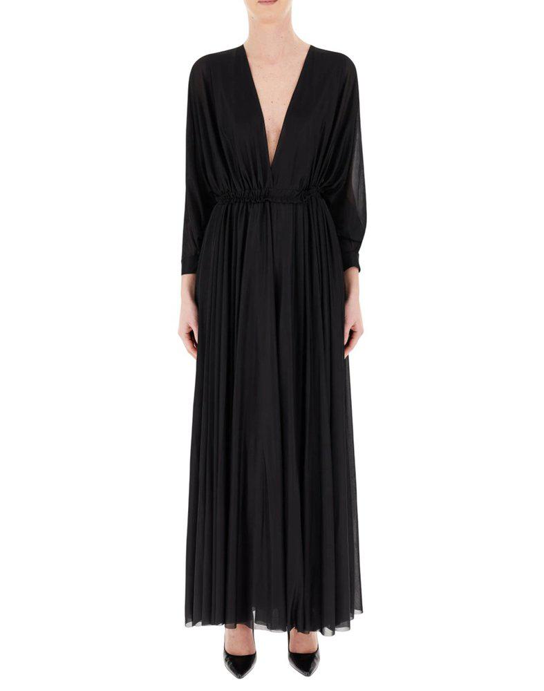 PINKO Pinko V-Neck Ruched Maxi Dress