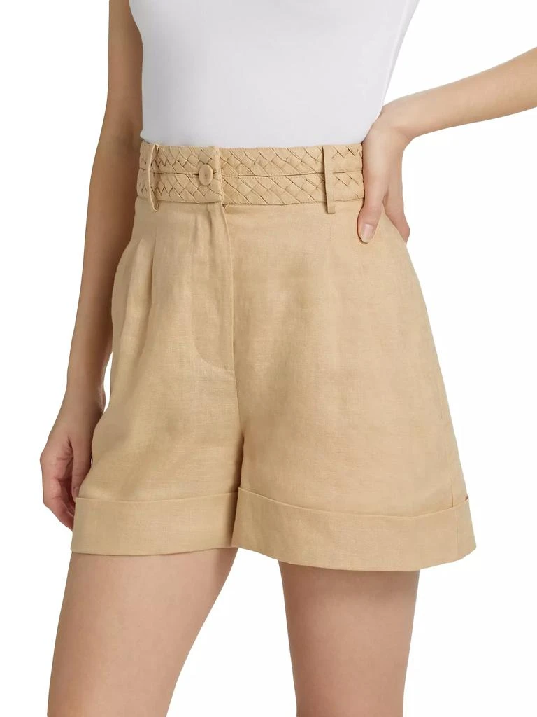 FIGUE Uma Braided Linen Cuff-Hem Shorts 4