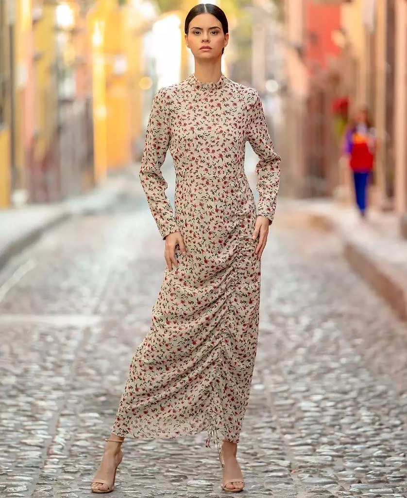 Urban Modesty Women's Ruched Floral-Print Chiffon Maxi Dress 1