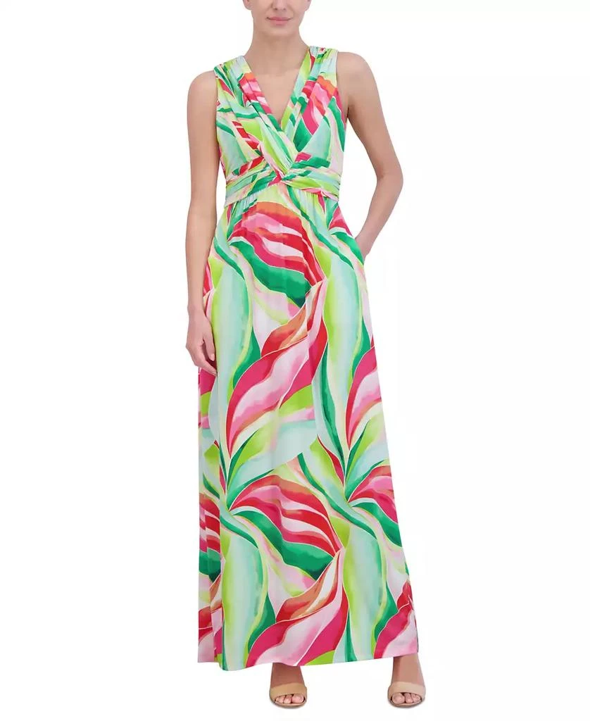 Jessica Howard Women's Sleeveless V-Neck Knot-Front Maxi Dress 1