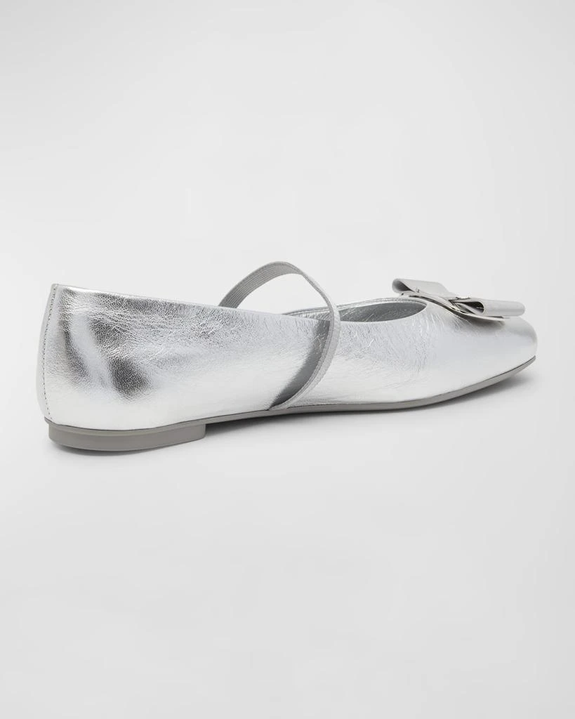 Salvatore Ferragamo Zina Metallic Bow Mary Jane Ballerina Flats 3