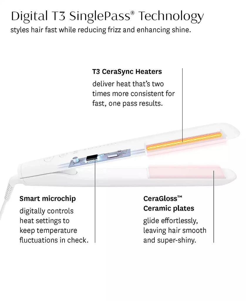 T3 Singlepass Stylemax Professional 1" Flat Iron with Automated Heat 5