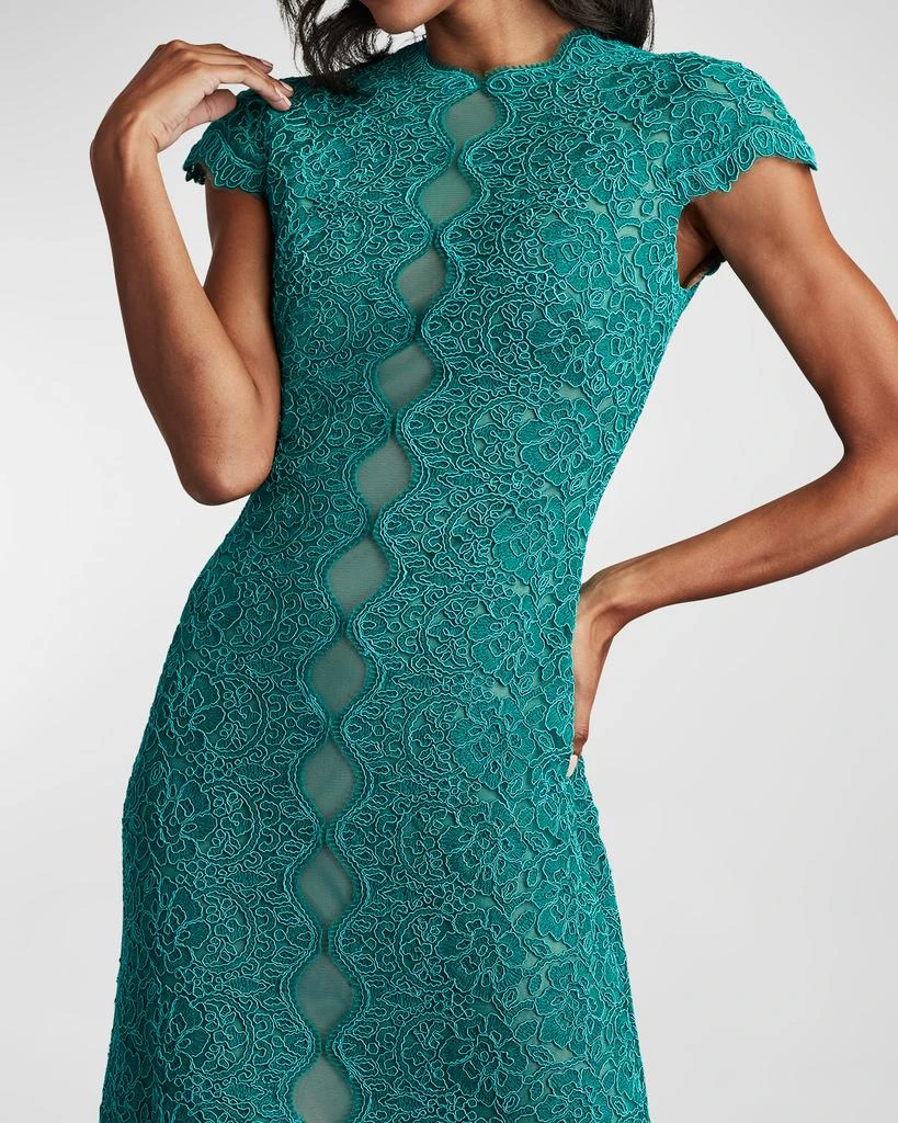 Tadashi Shoji Cap-Sleeve A-Line Floral Lace Gown 6