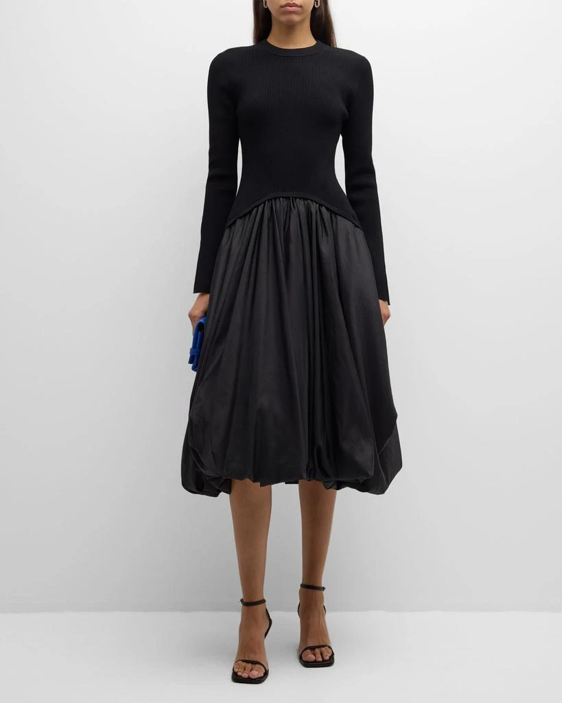 SIMKHAI Kenlie Mixed Media Bubble Midi Dress 2