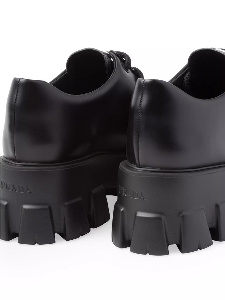 Prada Monolith Brushed Leather Lace-Up Shoes - Shoes - Free Prada Monolith Brushed Leather Lace-Up Shoes - Shoes - Free