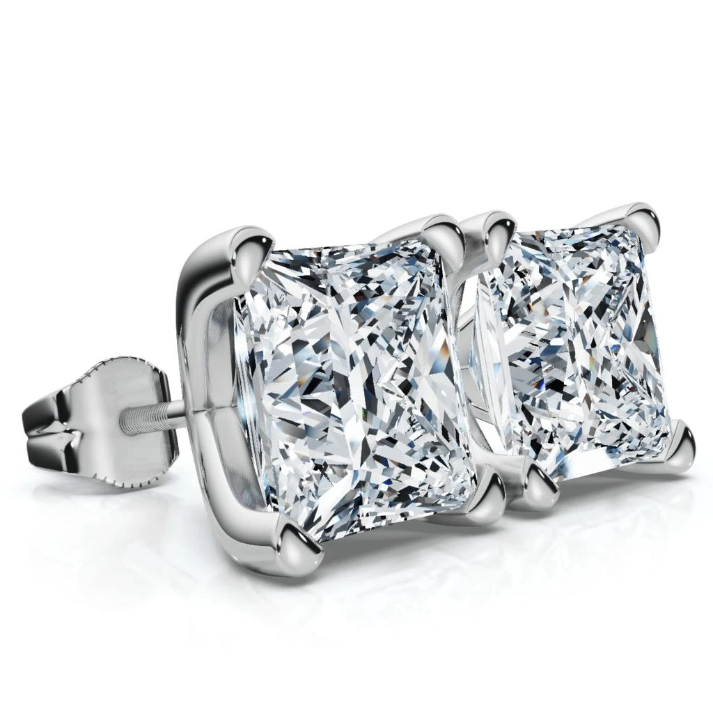 Pompeii3 Certified 4Ct Princess Cut Martini Studs 14k Gold Lab Grown 2