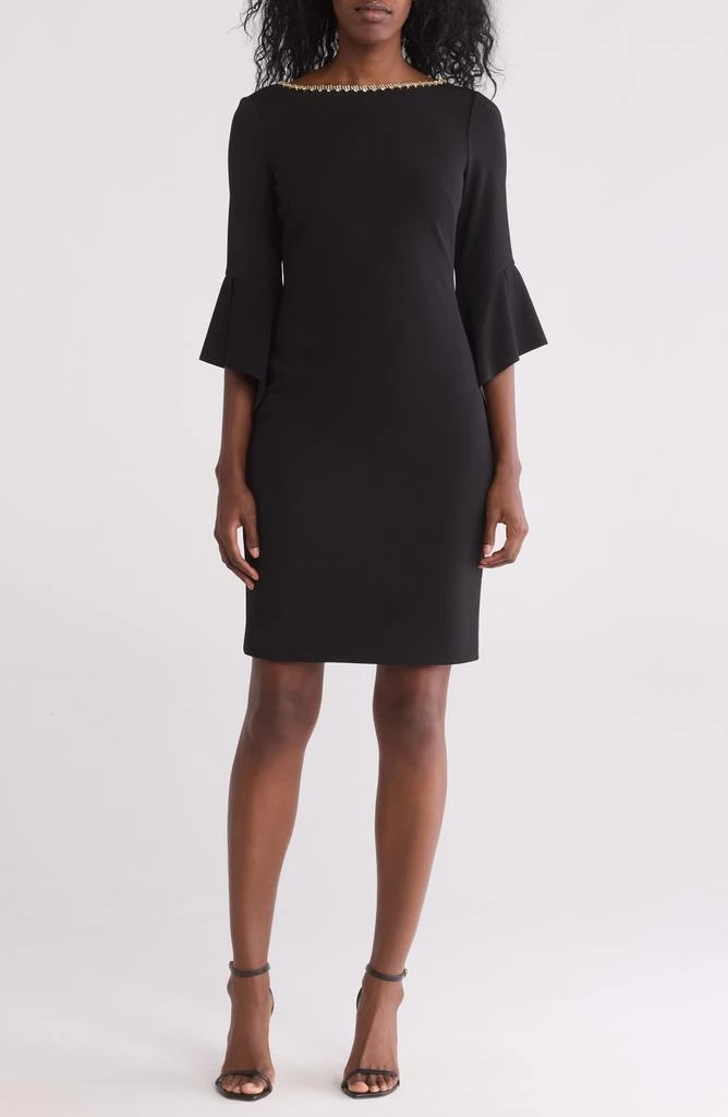 strapless fitted black dress Women's The Genevieve Black Jacquard Strapless Midi Dress | Size: L main image 0
