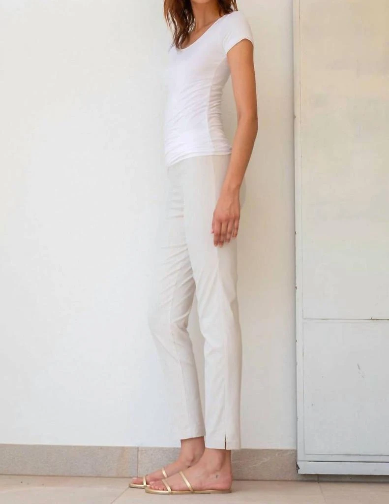 Avenue Montaigne Avenue Montaigne - Pars Beige Seersucker Stripe full-length Pant 3