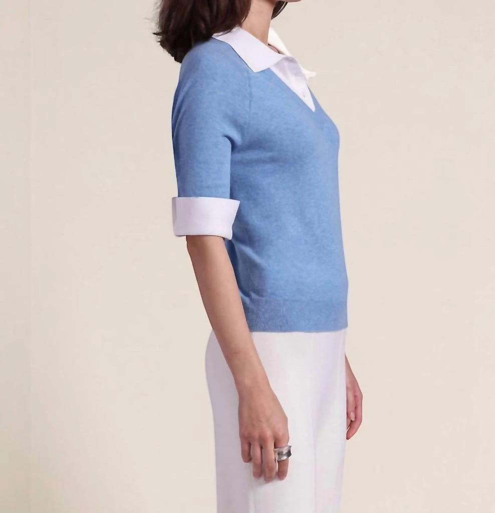 Minnie Rose Minnie Rose - Short Sleeve V-neck With Collar Top 2