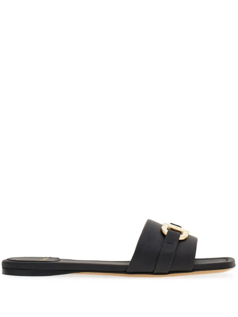 Salvatore Ferragamo Salvatore Ferragamo Gancini Leather Flat Sandals 1