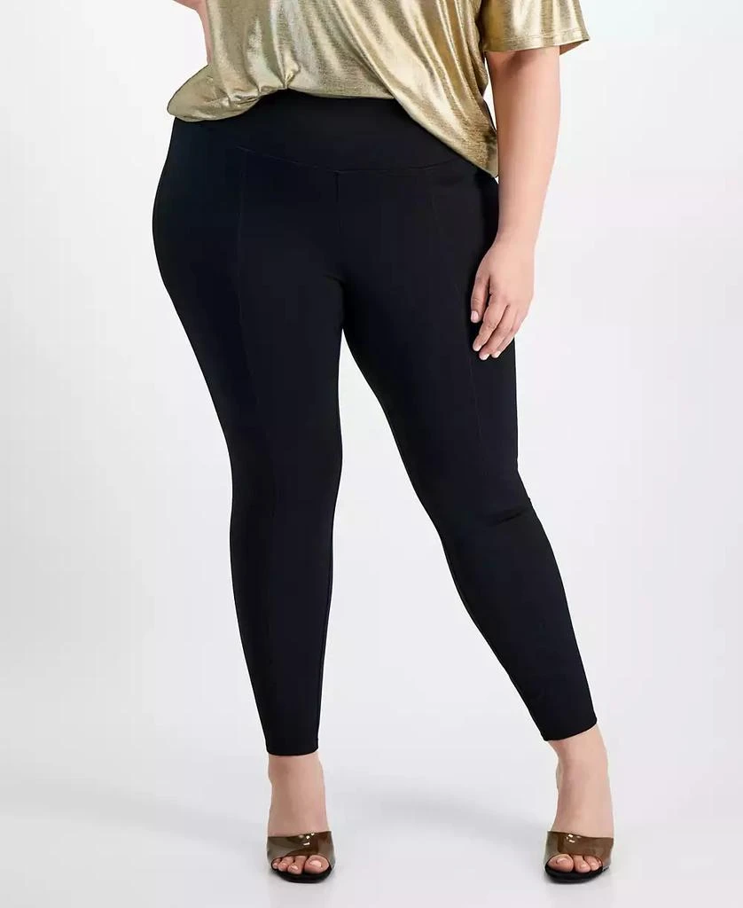 Bar III Trendy Plus Size High-Rise Seam-Front Leggings, Created for Macy's 4