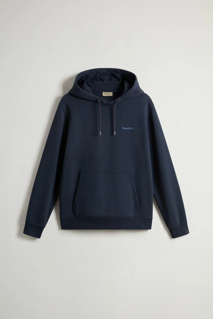 Woolrich Pure Cotton Hoodie with Back Print - Men - Blue 5