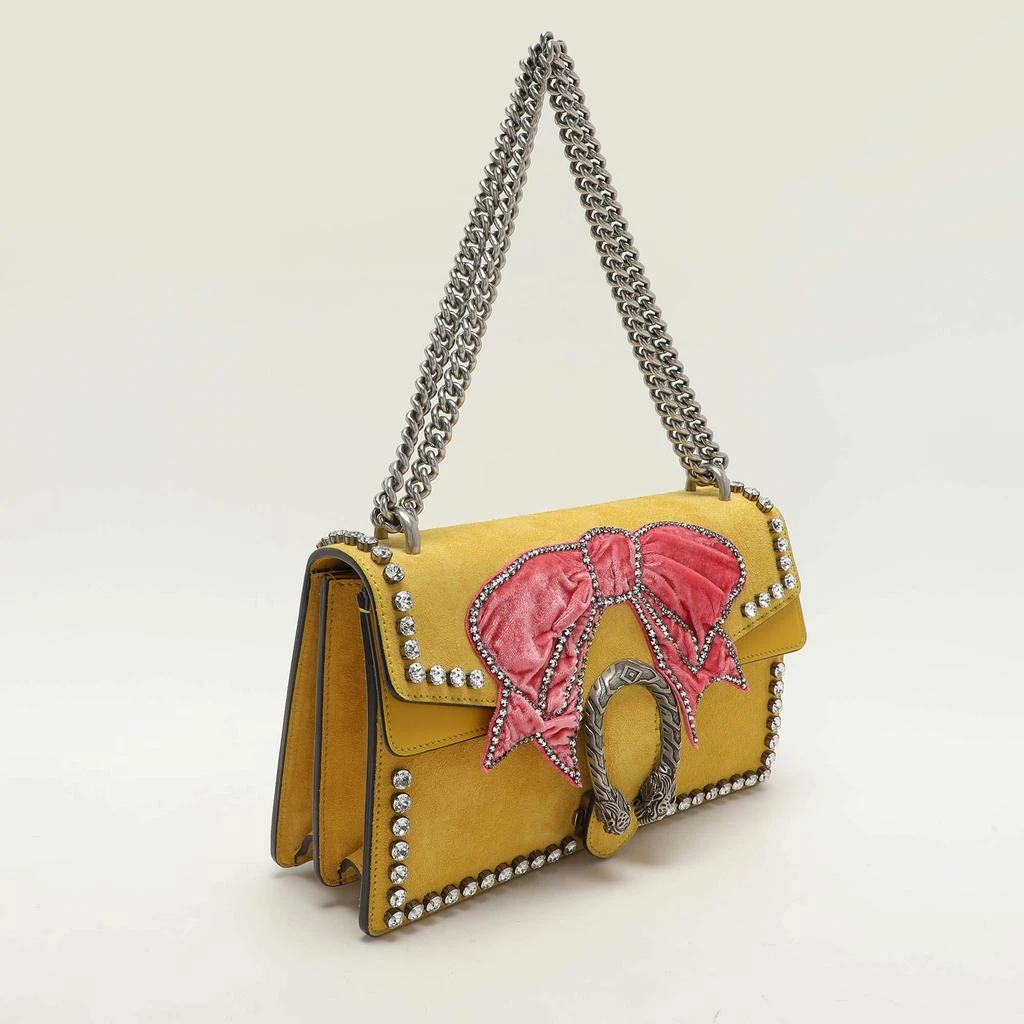 Gucci Gucci Yellow Suede Crystal Bow Embroidered Dionysus Shoulder Bag 3