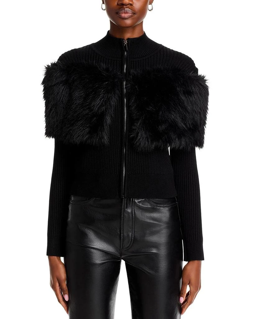 Adrienne Landau Faux Fur Mock Neck Jacket 6