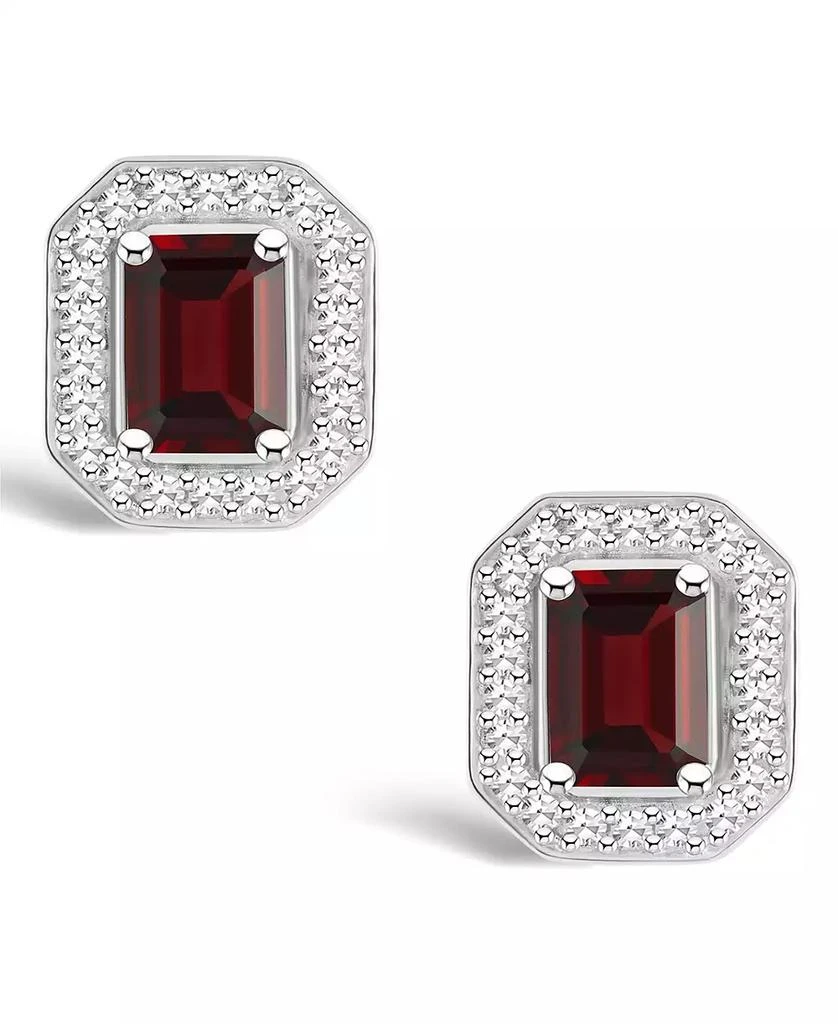 Macy
s Garnet (1-2/5 ct. t.w.) and Diamond (1/5 ct. t.w.) Halo Studs in Sterling Silver 3