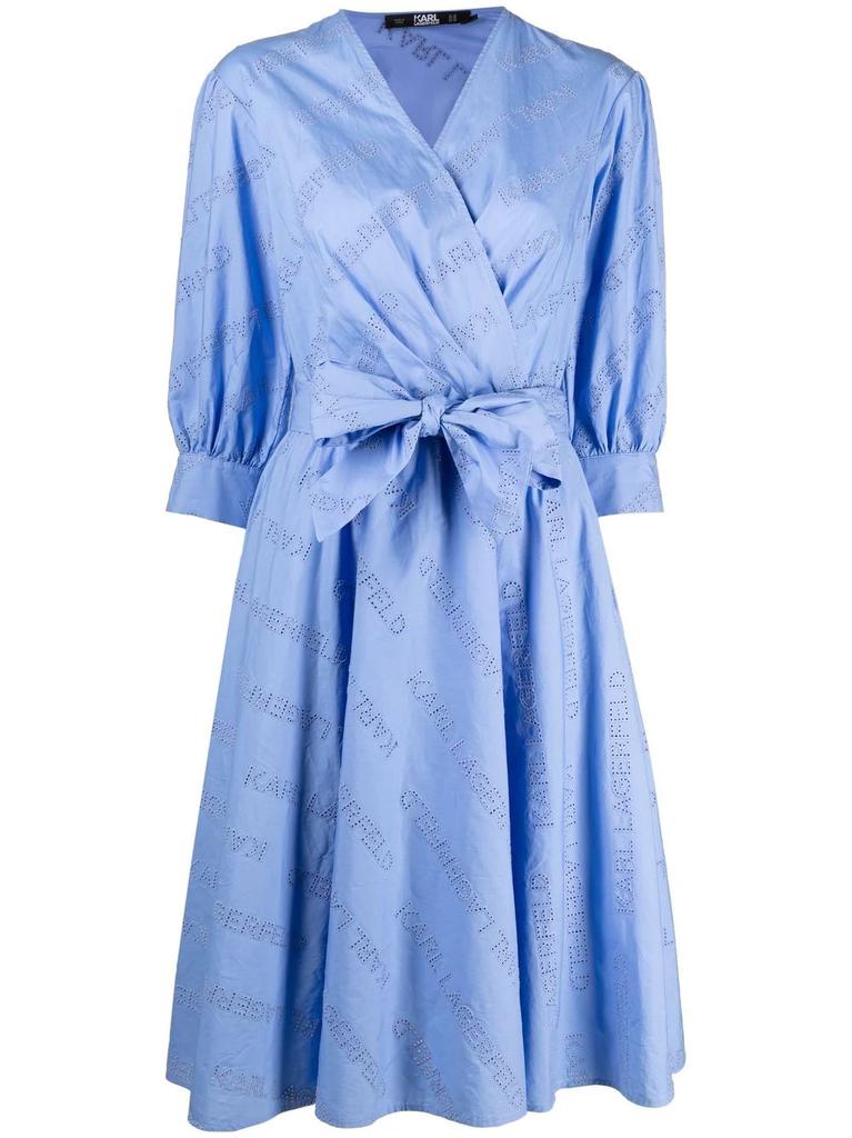 Karl Lagerfeld Paris monogram-print poplin flared dress - women