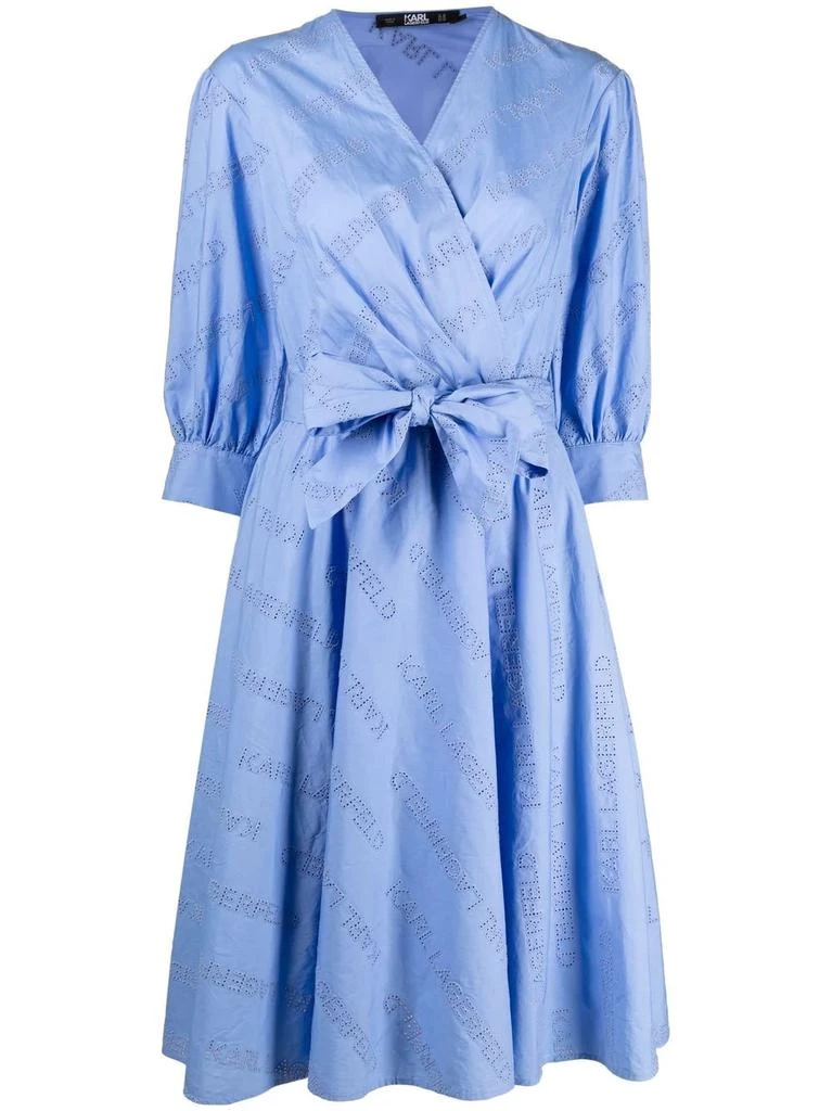 Karl Lagerfeld Paris monogram-print poplin flared dress - women 1