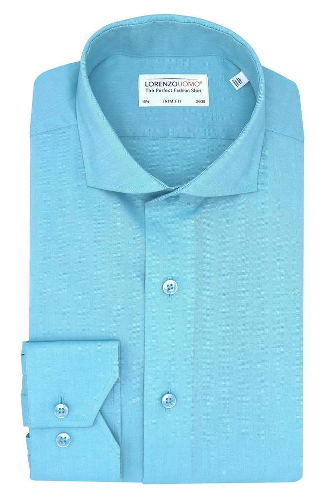 Lorenzo Uomo Trim Fit Solid Cotton Stretch Dress Shirt 1