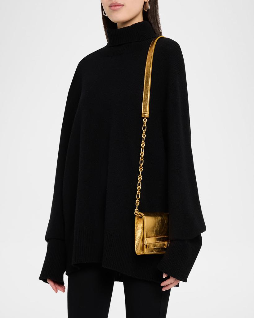 Balmain Anthem Belted Metallic Leather Crossbody Bag