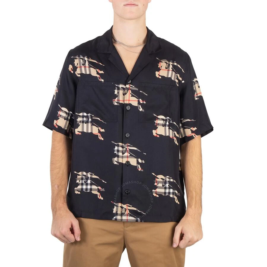 Burberry Equestrian Knight-Print Silk Shirt 1