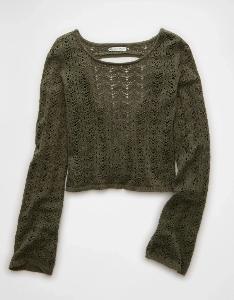 AE AE Lace-Up Back Crochet Sweater 3
