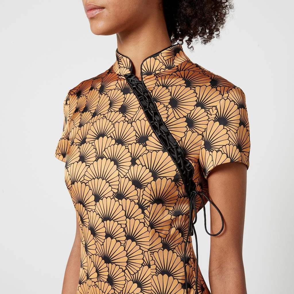 De La Vali Trapeze Printed Satin Midi Dress 3