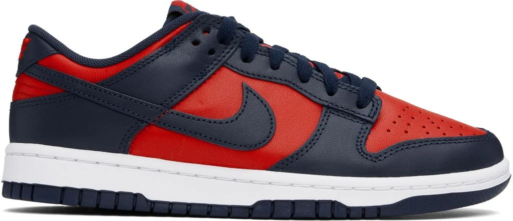 NIKE Red & Navy Dunk Low Retro Sneakers 1