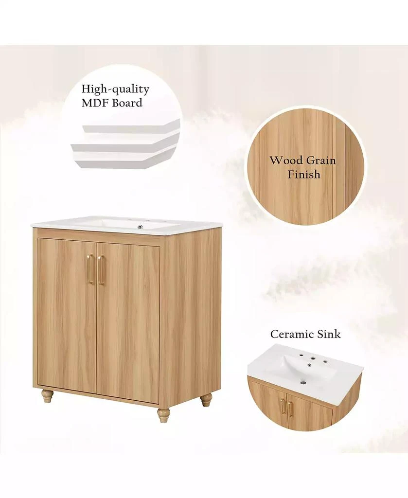CASAINC 30" Bathroom Vanity with Sink Combo, Multi-Functional Cabinet with Doors and Drawer, MDF Board 7