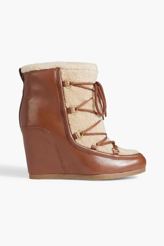 VERONICA BEARD Elfred leather and shearling wedge boots 1