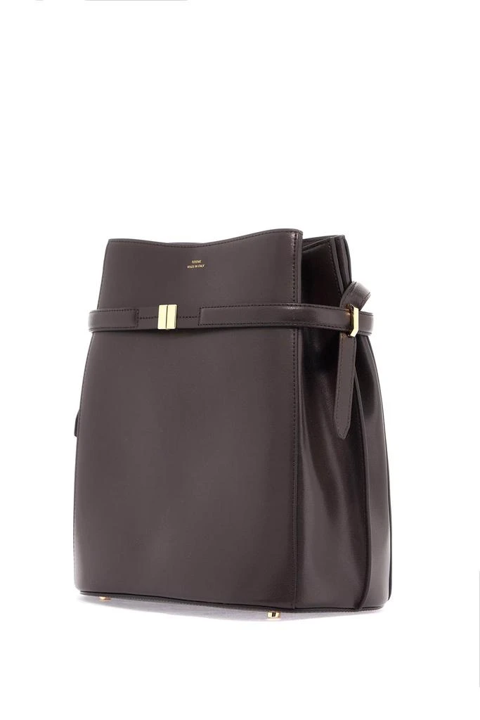 TOTEME dark brown calfskin bucket bag with decorative belt 3