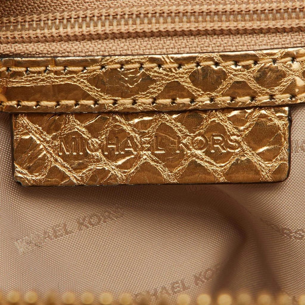 Michael Kors Michael Kors Metallic Gold Python Embossed Leather Small Rhea Backpack 10