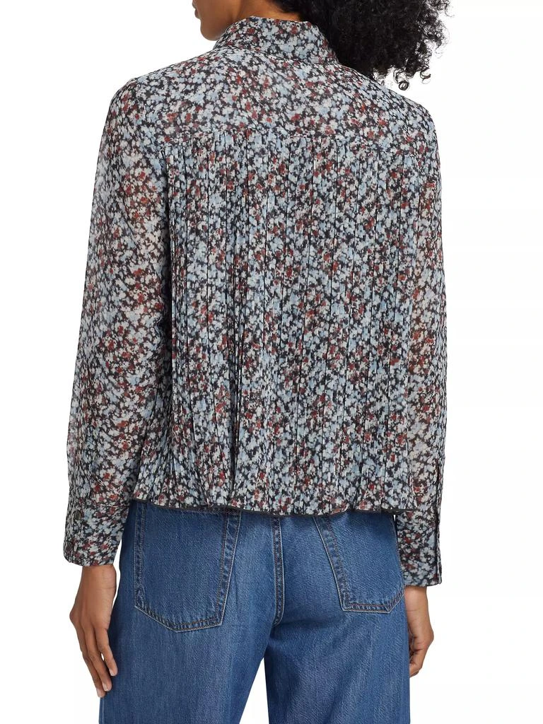 Ganni Floral Georgette Pleated Shirt 5