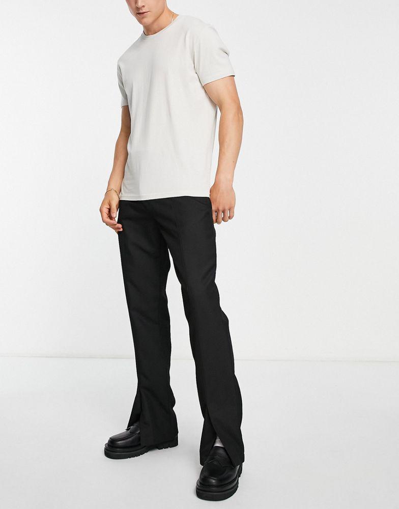 Topman Topman straight stacker trousers in black