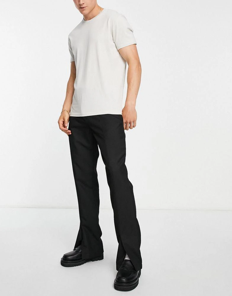 Topman Topman straight stacker trousers in black 1