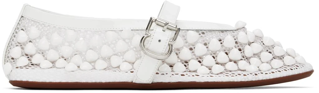 Alaïa White Studs Fishnet Ballerina Flats 1