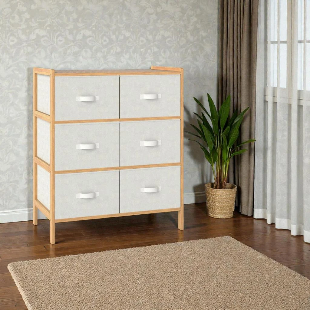 Hivvago Fabric Storage Chest with Six Folding Bins for Home Organization