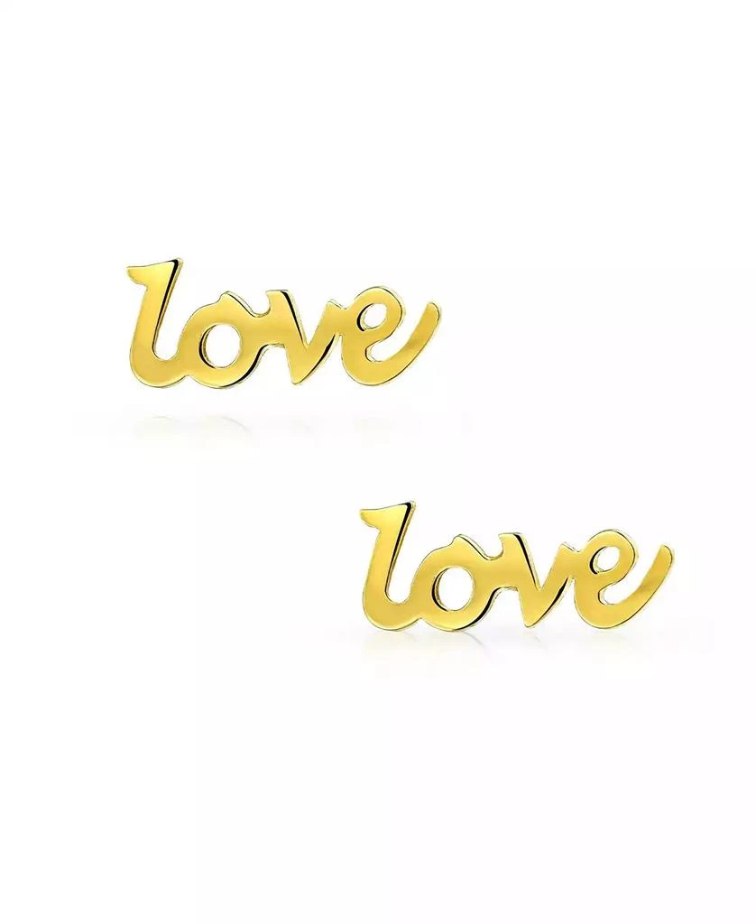 Bling Jewelry Petite Minimalist14K Yellow Gold Word Symbol Of Love Stud Earring Secure Screw back 4