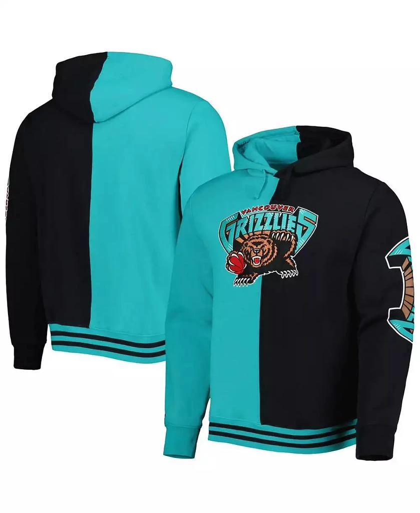 Mitchell & Ness Men's Turquoise, Black Vancouver Grizzlies Hardwood Classics Split Pullover Hoodie 1