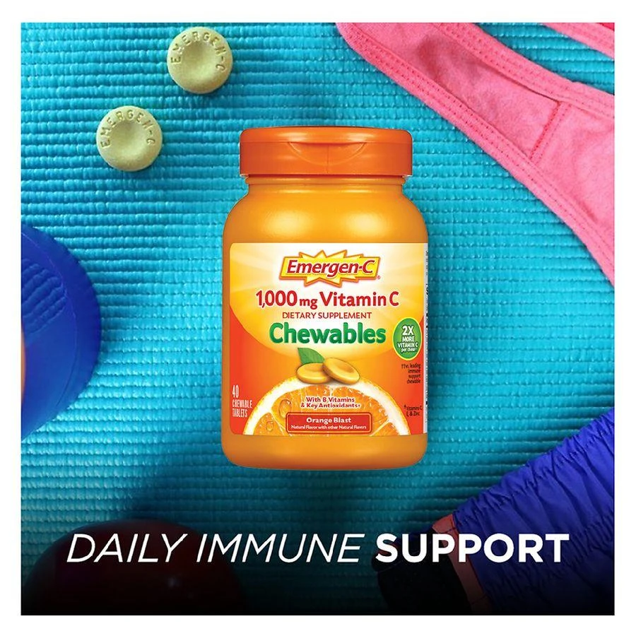 Emergen-C Immune Support Chewable Tablet with 1000 mg Vitamin C & B Vitamins Orange Blast 6