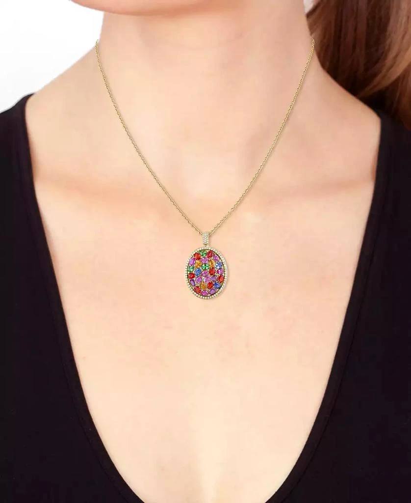 Effy EFFY® Multi-Gemstone (5-7/8 ct. t.w.) & Diamond (1/2 ct. t.w.) 18" Pendant Necklace in 14k Gold 2