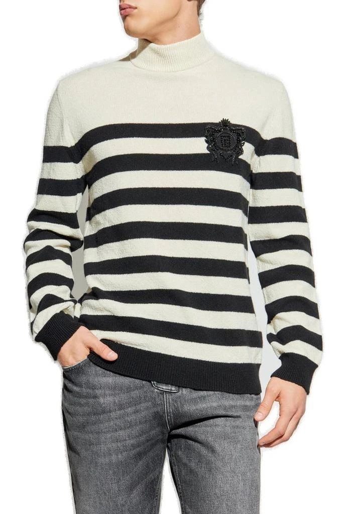 Balmain Balmain Logo Patch Striped Jumper 2