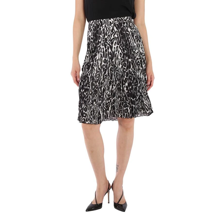 Burberry Monochrome Leopard Print Fluid Pleated Skirt 1
