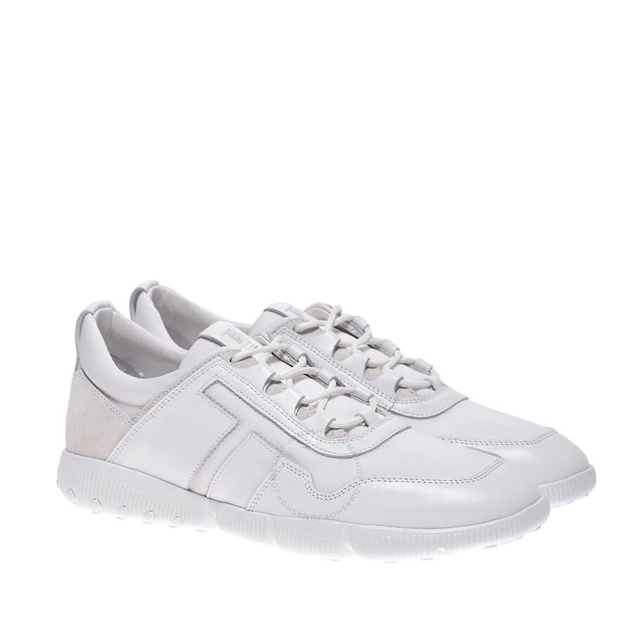 Tod's Men's White Fabric And Leather Low-Top Sneakers
