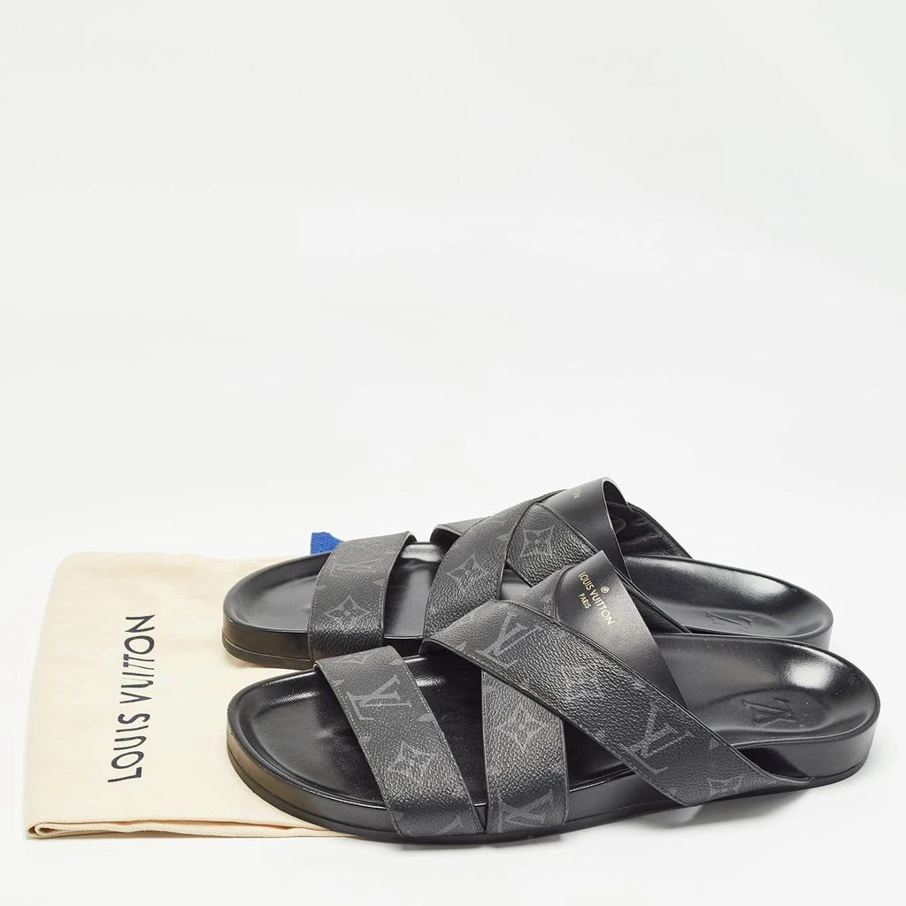 Louis Vuitton Louis Vuitton Black Monogram Leather Mirabeau Flat Slides Size 43  9