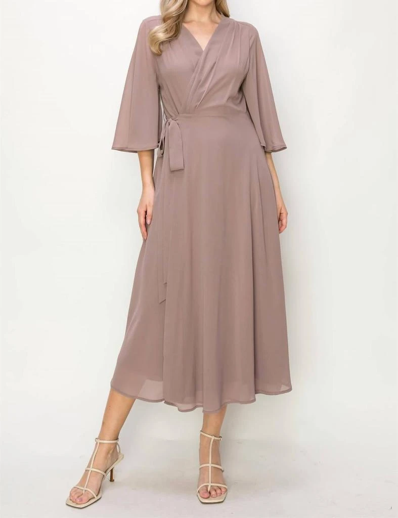 brown knit wrap dress Petal and Pup Women's Nova Wrap Knit Midi Dress