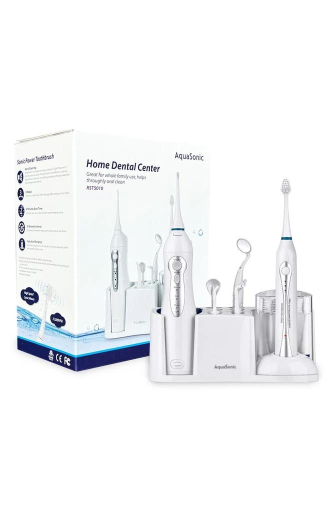 AquaSonic Home Dental Center Ultra Sonic Rechargeable Electric Toothbrush & Smart Water Flosser 1
